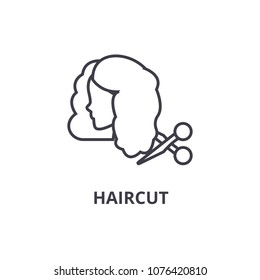 haircut thin line icon, sign, symbol, illustation, linear concept, vector 