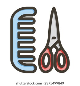 Haircut Vector Thick Line Filled Colors Icon For Personal And Commercial Use.
