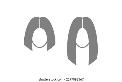 haircut woman short and long. hair health. beauty salon, hair care. hair extensions, coloring. silhouette girl face - vector logo isolate