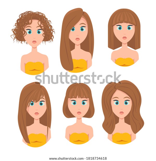 Haircuts Hairstyles Redhaired Girls Long Short Stock Vector (royalty 