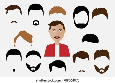 Haircuts of man avatar, vector illustration isolated on white background
