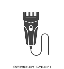 Haircutting kit icon. Haircut machine sign. Electric hair trimmer. Saloon logo. Black and white color vector illustration.