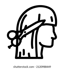 haircutting in salon line icon vector. haircutting in salon sign. isolated contour symbol black illustration