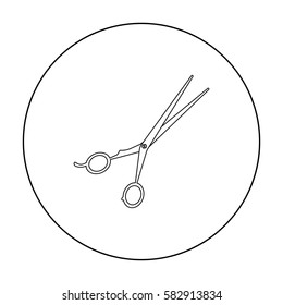 Hair-cutting shears icon in outline style isolated on white background. Hairdressery symbol stock vector illustration.