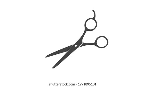 Hairdesser Scissors. Vector flat black and white isolated illustration of scissors