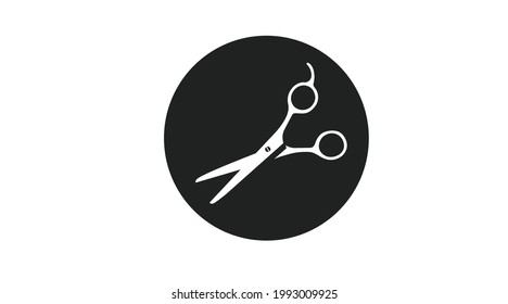 Hairdesser scissors. Vector flat black and white isolated illustration of scissors
