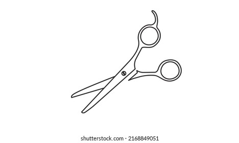 Hairdesser Scissors. Vector flat black and white isolated illustration of scissors