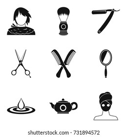 Hairdo icons set. Simple set of 9 hairdo vector icons for web isolated on white background