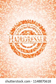 Hairdresser abstract orange mosaic emblem