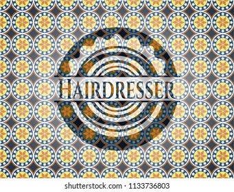 Hairdresser arabic emblem. Arabesque decoration.