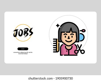 hairdresser avatar on white background, very suitable for learning media