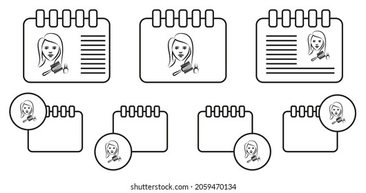 Hairdresser avatar sketch vector icon in calender set illustration for ui and ux, website or mobile application