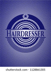 Hairdresser badge with denim background