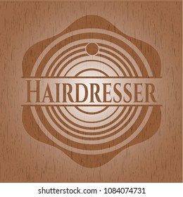  Hairdresser badge with wooden background