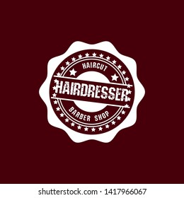 Hairdresser barber vintage stamp. hairdresser emblem. barber shop label.