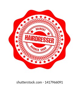 Hairdresser barber vintage stamp. hairdresser emblem. barber shop label.