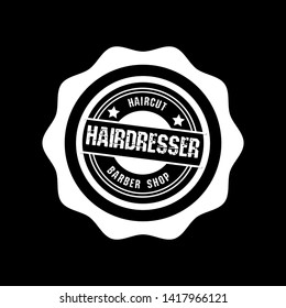 Hairdresser barber vintage stamp. hairdresser emblem. barber shop label.