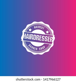 Hairdresser barber vintage stamp. hairdresser emblem. barber shop label.