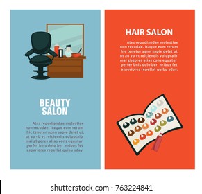 Hairdresser beauty hair salon vector poster for dye coloring and haircut styling