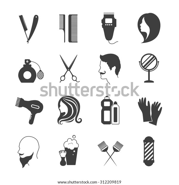 Hairdresser Beauty Salon Black White Icons Stock Vector Royalty