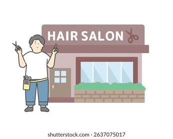 Hairdresser beauty salon hair salon building illustration material