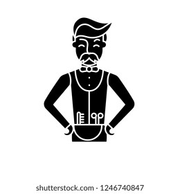 Hairdresser black icon, vector sign on isolated background. Hairdresser concept symbol, illustration 