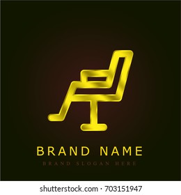 Hairdresser chair golden metallic logo
