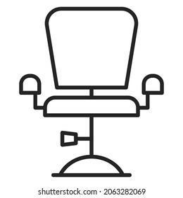 Hairdresser chair line icon vector isolated. Barber chair symbol, salon sign. Part of office interior, comfortable chair.