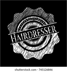 Hairdresser chalkboard emblem on black board