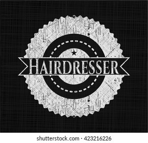 Hairdresser chalkboard emblem written on a blackboard