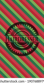 Hairdresser christmas badge. Vector Illustration. Detailed. 