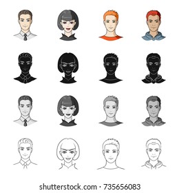 Hairdresser, clipping, coiffure and other web icon in cartoon style.Man, brown, haired icons in set collection.