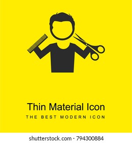 Hairdresser with comb and scissors bright yellow material minimal icon or logo design