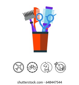 Hairdresser combs and shears vector icon