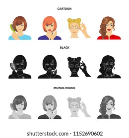 Hairdresser, cosmetic, salon, and other web icon in cartoon,black,monochrome style.Means, hygiene, care icons in set collection.