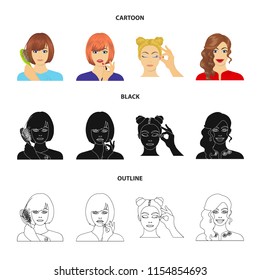 Hairdresser, cosmetic, salon, and other web icon in cartoon,black,outline style.Means, hygiene, care icons in set collection.