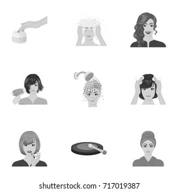 Hairdresser, cosmetic, salon, and other web icon in monochrome style. Bathroom, hygiene,shampoo, icons in set collection.
