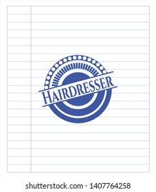 Hairdresser draw (pen strokes). Blue ink. Vector Illustration. Detailed.