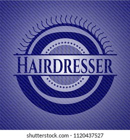 Hairdresser emblem with jean texture