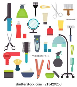 Hairdresser equipment vector set