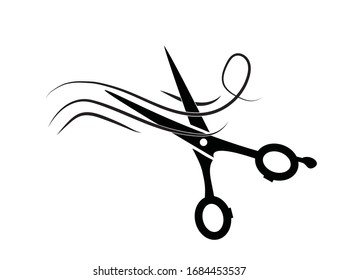 
Hairdresser flat icon (hair, scissors) isolated on white background. Beauty, fashion and style.