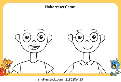 Hairdresser Game, draw hair to the children