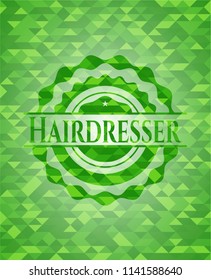 Hairdresser green mosaic emblem