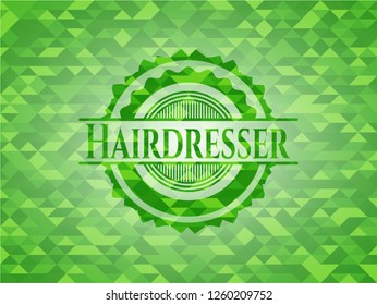 Hairdresser green mosaic emblem