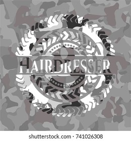 Hairdresser grey camo emblem