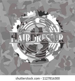 Hairdresser grey camouflage emblem