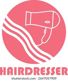 Cabeleireiro ou logotipo Hair Beauty Salon. com ícone de secador de cabelo. Cores femininas