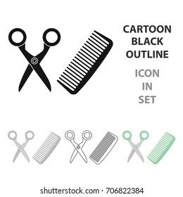 Hairdresser icon in cartoon style isolated on white background. Cat symbol stock vector illustration.