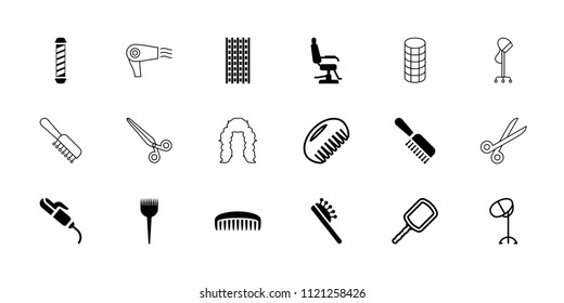 Hairdresser icon. collection of 18 hairdresser filled and outline icons such as barber brush, barber chair, hair brush. editable icons for web and mobile.