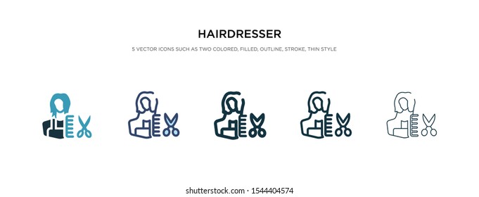 hairdresser icon in different style vector illustration. two colored and black hairdresser vector icons designed in filled, outline, line and stroke style can be used for web, mobile, ui